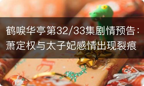 鹤唳华亭第32/33集剧情预告：萧定权与太子妃感情出现裂痕