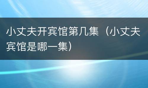 小丈夫开宾馆第几集（小丈夫宾馆是哪一集）