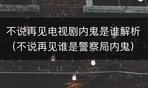 不说再见电视剧内鬼是谁解析（不说再见谁是警察局内鬼）