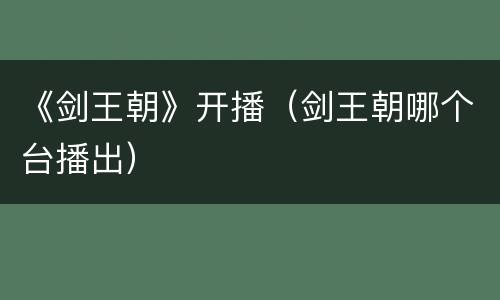 《剑王朝》开播（剑王朝哪个台播出）