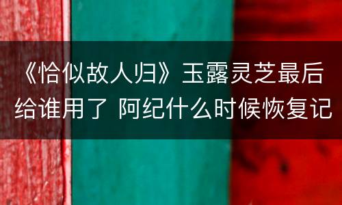 《恰似故人归》玉露灵芝最后给谁用了 阿纪什么时候恢复记忆