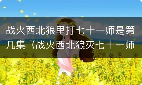 战火西北狼里打七十一师是第几集（战火西北狼灭七十一师是哪一集）