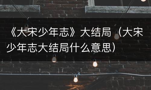 《大宋少年志》大结局（大宋少年志大结局什么意思）