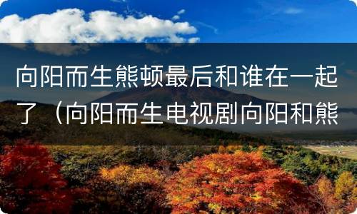 向阳而生熊顿最后和谁在一起了（向阳而生电视剧向阳和熊顿）