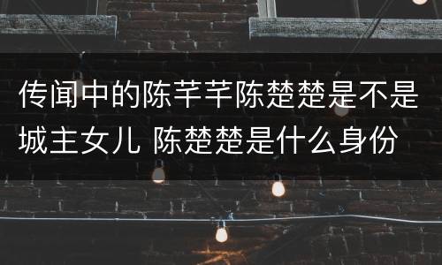 传闻中的陈芊芊陈楚楚是不是城主女儿 陈楚楚是什么身份
