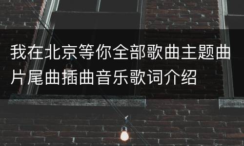 我在北京等你全部歌曲主题曲片尾曲插曲音乐歌词介绍