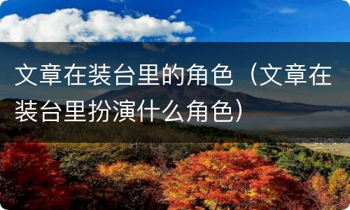 文章在装台里的角色（文章在装台里扮演什么角色）