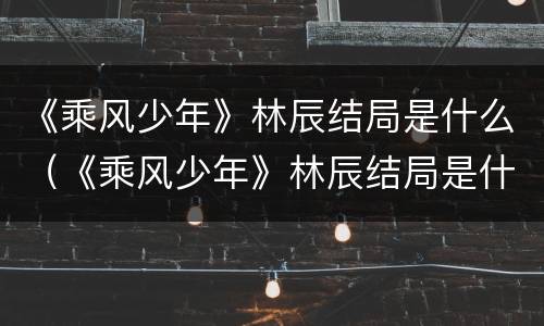 《乘风少年》林辰结局是什么（《乘风少年》林辰结局是什么样的）