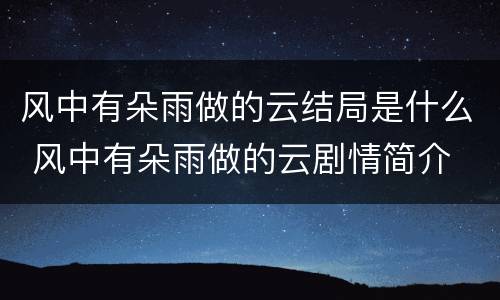 风中有朵雨做的云结局是什么 风中有朵雨做的云剧情简介