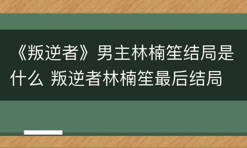 《叛逆者》男主林楠笙结局是什么 叛逆者林楠笙最后结局
