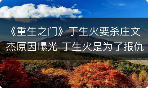 《重生之门》丁生火要杀庄文杰原因曝光 丁生火是为了报仇吗