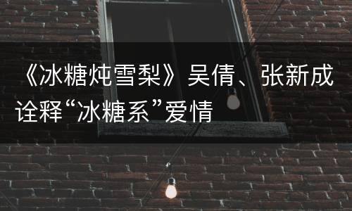 《冰糖炖雪梨》吴倩、张新成诠释“冰糖系”爱情