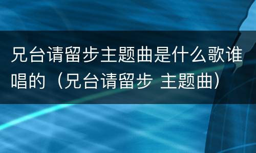 兄台请留步主题曲是什么歌谁唱的（兄台请留步 主题曲）