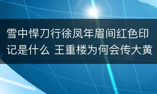 雪中悍刀行徐凤年眉间红色印记是什么 王重楼为何会传大黄庭功力给徐凤年