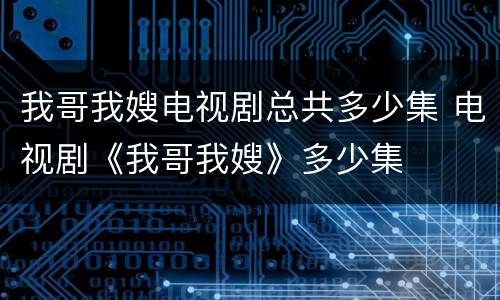 我哥我嫂电视剧总共多少集 电视剧《我哥我嫂》多少集