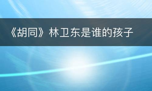 《胡同》林卫东是谁的孩子
