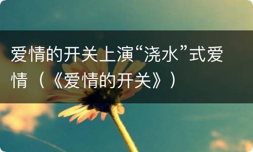 爱情的开关上演“浇水”式爱情（《爱情的开关》）
