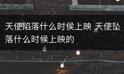 天使陷落什么时侯上映 天使坠落什么时候上映的