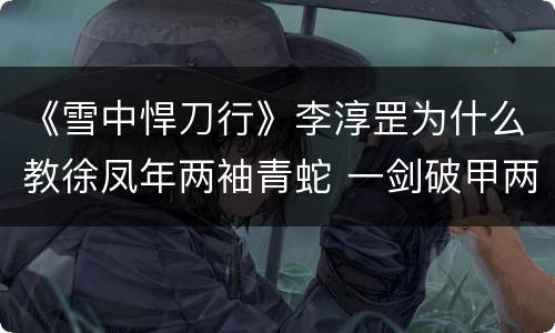 《雪中悍刀行》李淳罡为什么教徐凤年两袖青蛇 一剑破甲两千六是哪一章