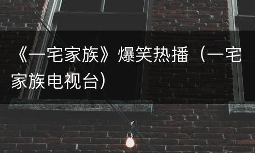 《一宅家族》爆笑热播（一宅家族电视台）