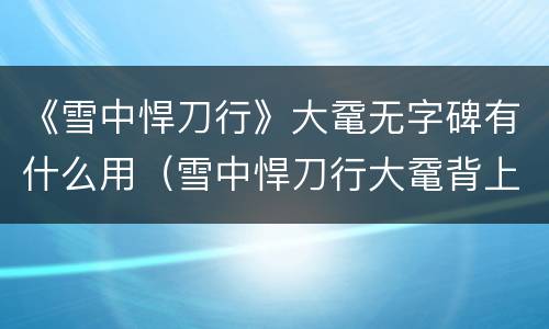 《雪中悍刀行》大鼋无字碑有什么用（雪中悍刀行大鼋背上的书是什么）