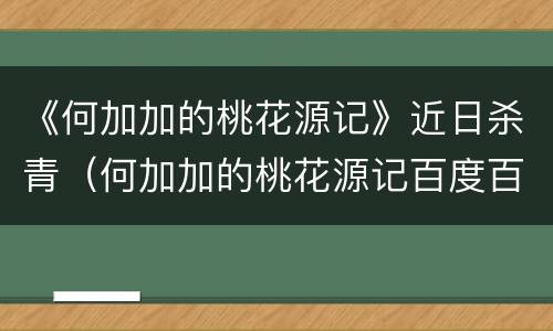 《何加加的桃花源记》近日杀青（何加加的桃花源记百度百科）