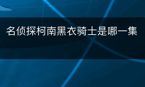 名侦探柯南黑衣骑士是哪一集
