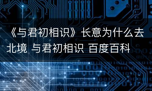 《与君初相识》长意为什么去北境 与君初相识 百度百科