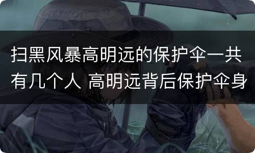 扫黑风暴高明远的保护伞一共有几个人 高明远背后保护伞身份解析