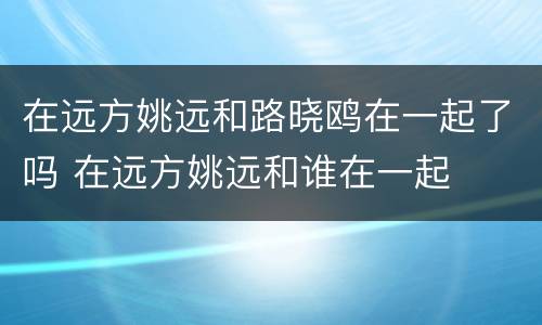 在远方姚远和路晓鸥在一起了吗 在远方姚远和谁在一起
