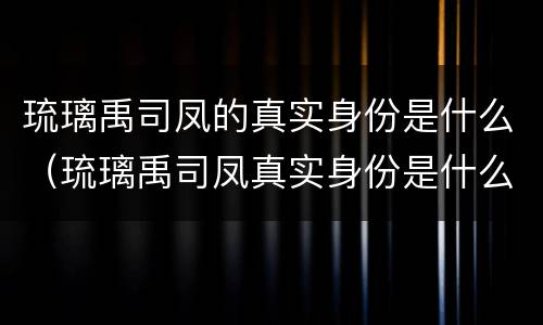 琉璃禹司凤的真实身份是什么（琉璃禹司凤真实身份是什么?十世都与褚璇玑有纠缠）
