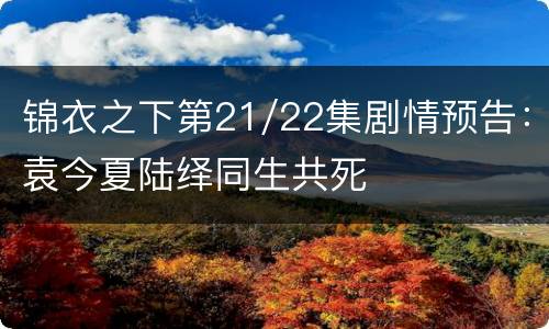 锦衣之下第21/22集剧情预告：袁今夏陆绎同生共死