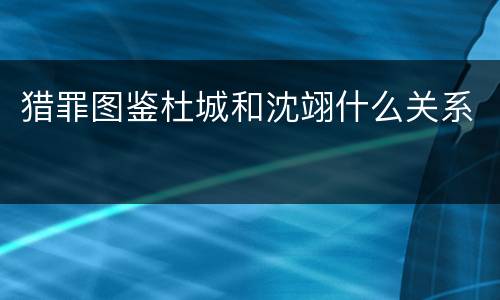 猎罪图鉴杜城和沈翊什么关系
