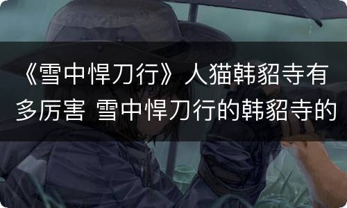 《雪中悍刀行》人猫韩貂寺有多厉害 雪中悍刀行的韩貂寺的结局