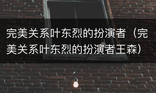 完美关系叶东烈的扮演者（完美关系叶东烈的扮演者王森）