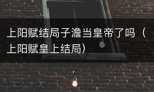上阳赋结局子澹当皇帝了吗（上阳赋皇上结局）