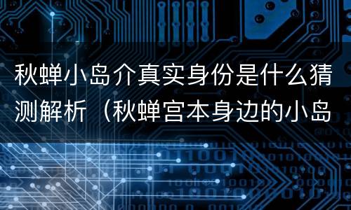 秋蝉小岛介真实身份是什么猜测解析（秋蝉宫本身边的小岛介是坏人）