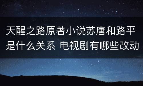 天醒之路原著小说苏唐和路平是什么关系 电视剧有哪些改动