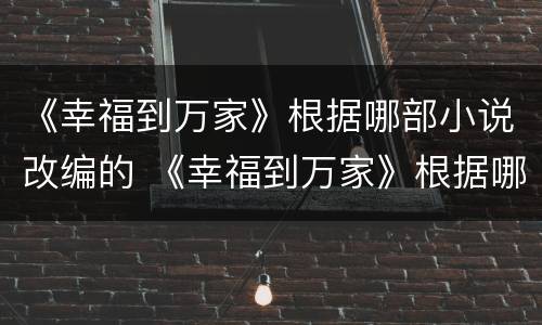 《幸福到万家》根据哪部小说改编的 《幸福到万家》根据哪部小说改编的