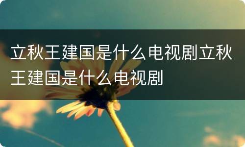 立秋王建国是什么电视剧立秋王建国是什么电视剧