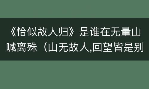 《恰似故人归》是谁在无量山喊离殊（山无故人,回望皆是别离得意思）
