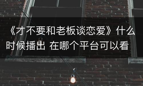 《才不要和老板谈恋爱》什么时候播出 在哪个平台可以看