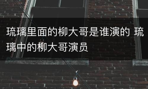 琉璃里面的柳大哥是谁演的 琉璃中的柳大哥演员