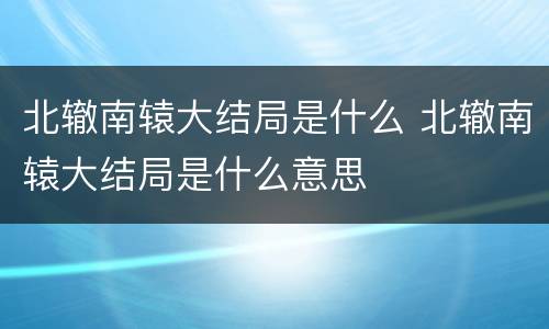 北辙南辕大结局是什么 北辙南辕大结局是什么意思