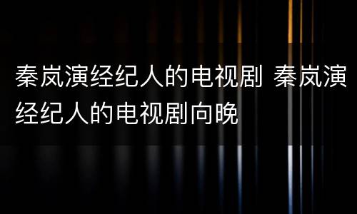 秦岚演经纪人的电视剧 秦岚演经纪人的电视剧向晚