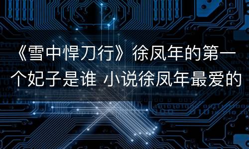 《雪中悍刀行》徐凤年的第一个妃子是谁 小说徐凤年最爱的是谁
