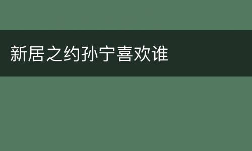 新居之约孙宁喜欢谁