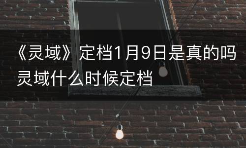 《灵域》定档1月9日是真的吗 灵域什么时候定档