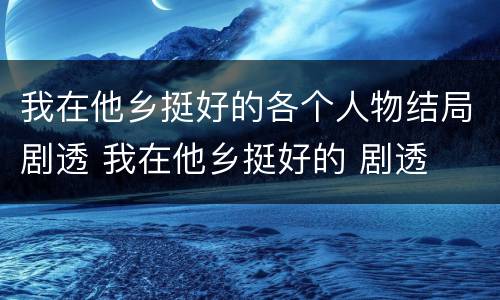 我在他乡挺好的各个人物结局剧透 我在他乡挺好的 剧透