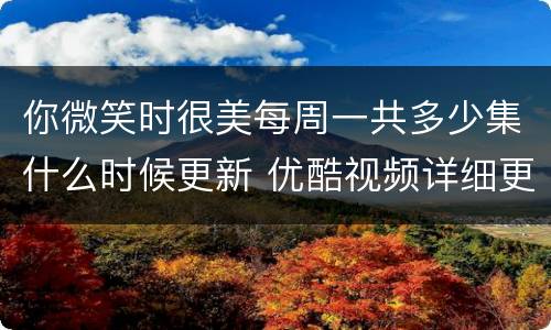 你微笑时很美每周一共多少集什么时候更新 优酷视频详细更新时间